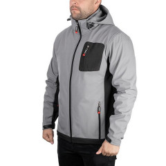 Куртка SOFTSHELL світло-сіра, з капюшоном, стрейч 300 GSM 100D, 96% поліестр та 4% еластан, М