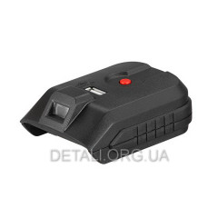 Адаптор для акумулятора Li-ion 20 В, USB 2A, LED ліхтар