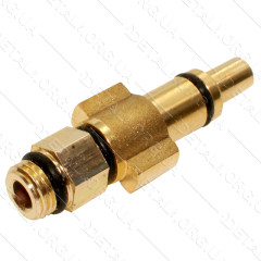 Перехідник латунний автомийки різьблення-защелка (L70 dвн6 * 7 / d9 * 14)