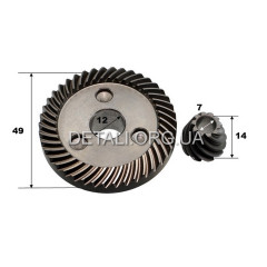 Шестерні (пара) болгарки Metabo WE 1450-125 RT 316052030 (d1 12*49 d2 7 h2 14) оригінал