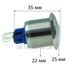 Кнопка антивандальная d25mm резьба 22mm h35mm 2 положения 4 контакта