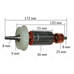 якір болгарка Hitachi G13SP( 172*36 посадка 8мм різьблення )