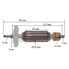 Якір болгарки Makita GA4030/GA5030 (160*29,5 різьблення 6мм) 1 клас аналог 517649-4